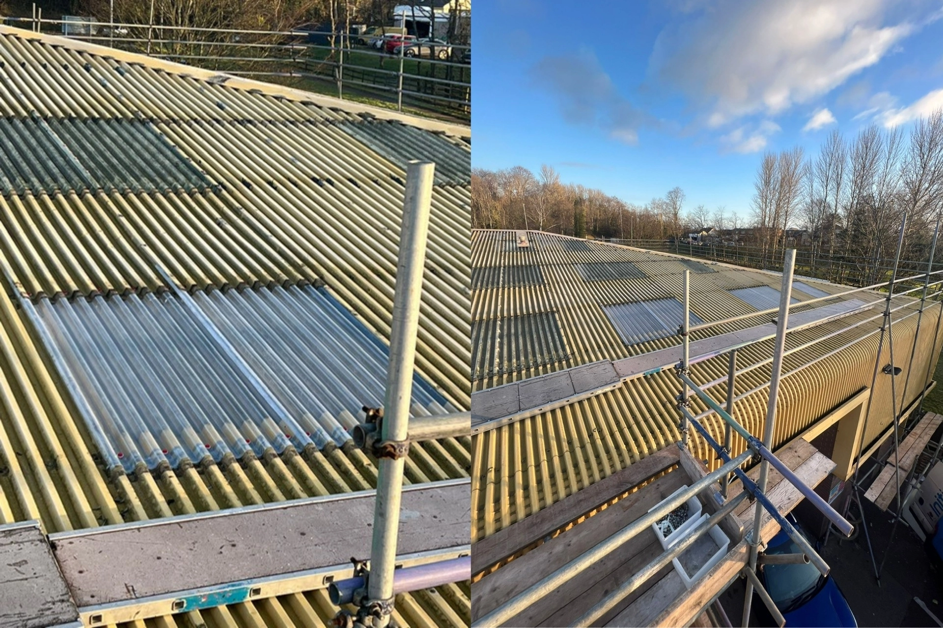 New roof-lights installed to improve daylight in a warehouse